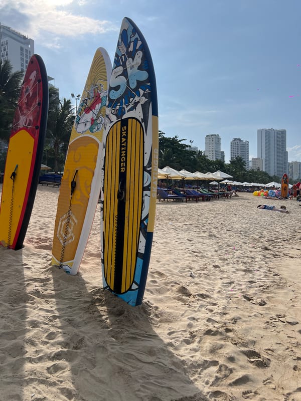 Morning beach activities recorded at Nha Trang Vietnam resort area