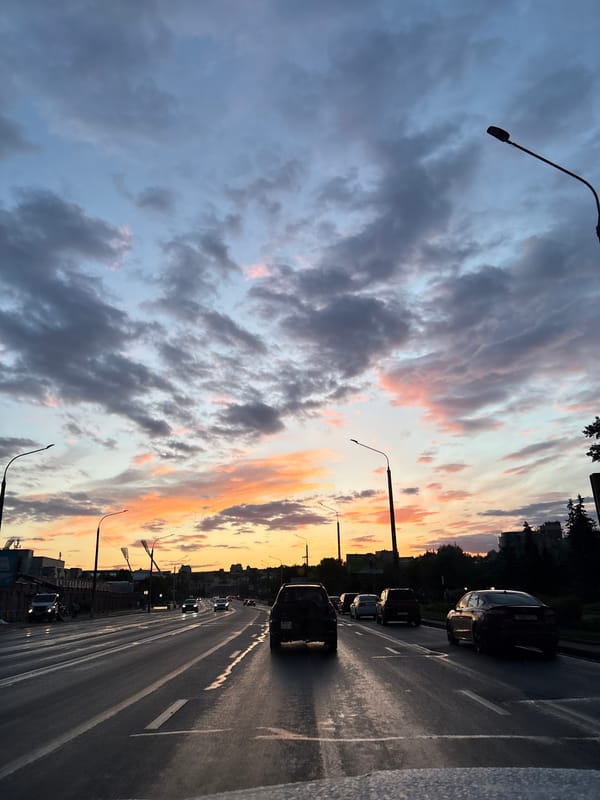 Sunset street scene documented in Minsk, Belarus
