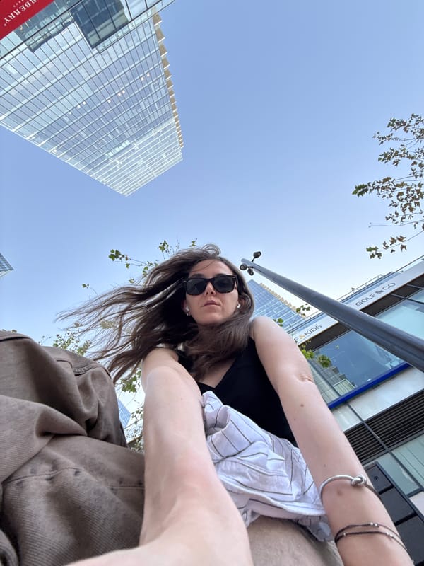 Person takes upward selfie in Petah Tikva