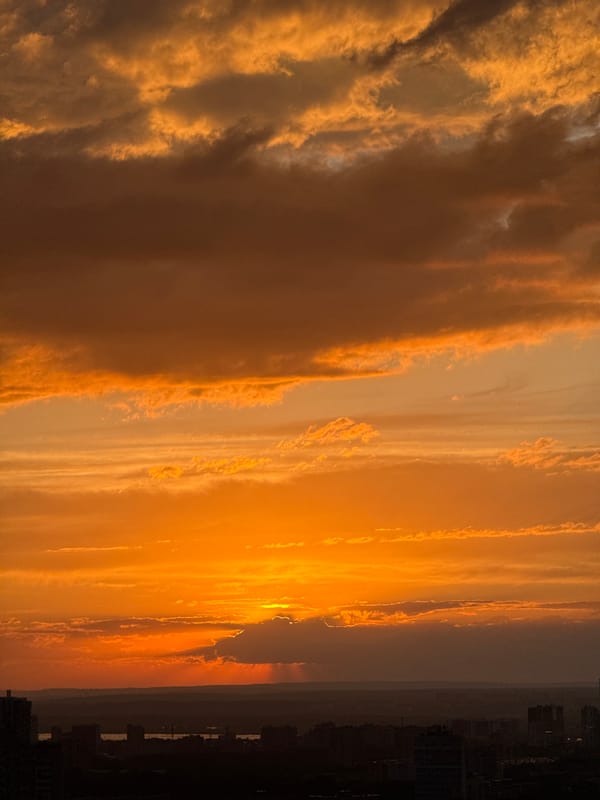 Sunset documented over Perm cityscape May 24
