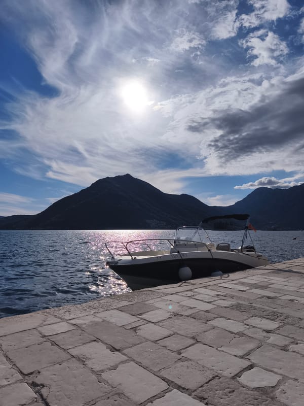 Afternoon scenes from historic coastal town Perast, Montenegro