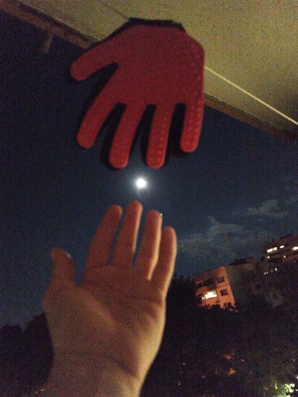 Red hand-shaped object spotted in Sofia night sky