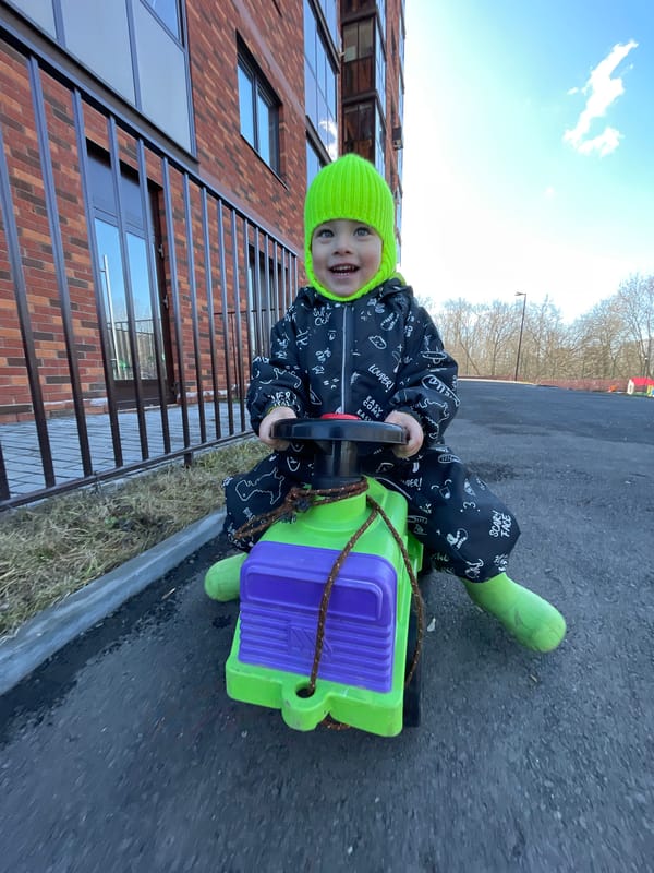 Parent documents child's morning playground visit in Izhevsk