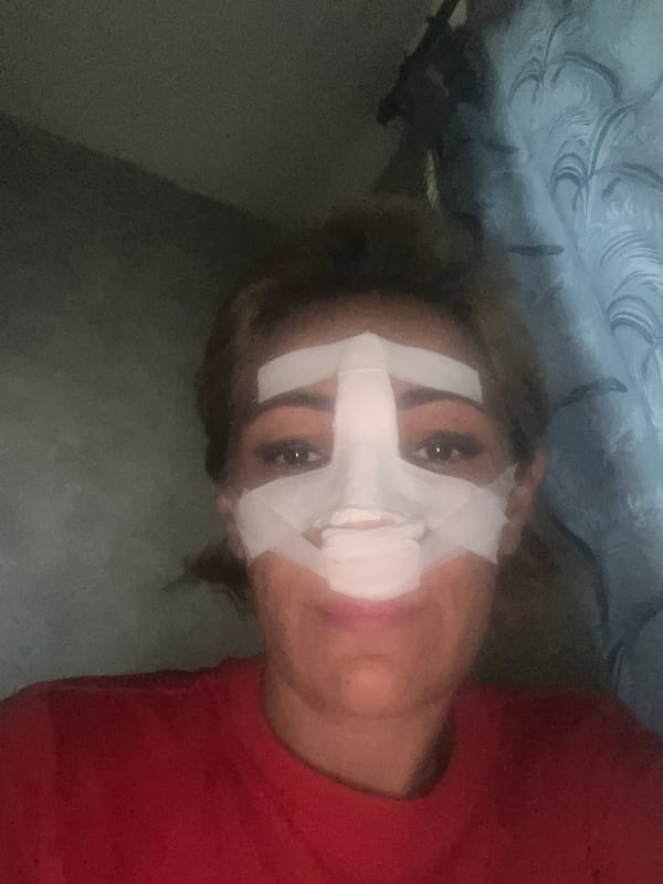 Person with medical tape on face observed in Moscow