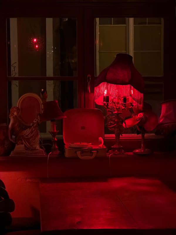 Nighttime interior lighting scenes captured in Gdańsk, Poland