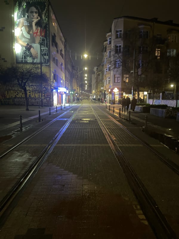 Evening documentation of daily life across Sofia, Bulgaria