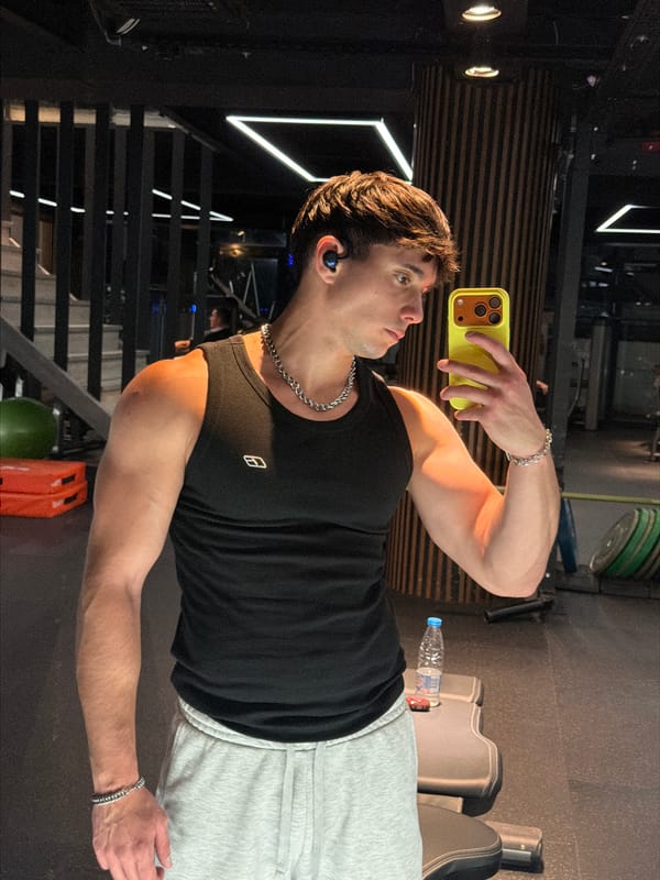 Young man works out, takes selfies at Sofia gym