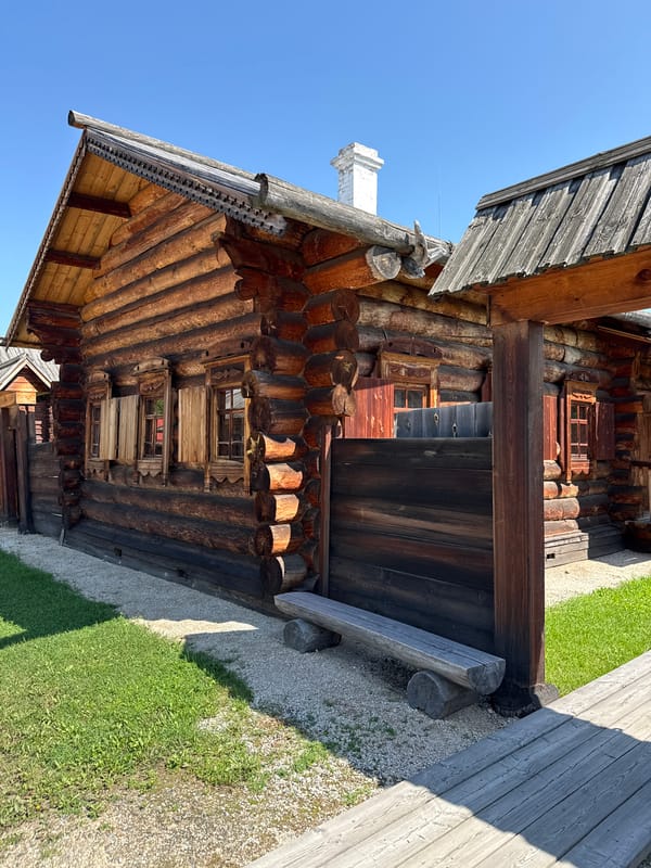 Inside the historic wooden buildings of Shushenskoye Museum-Reserve