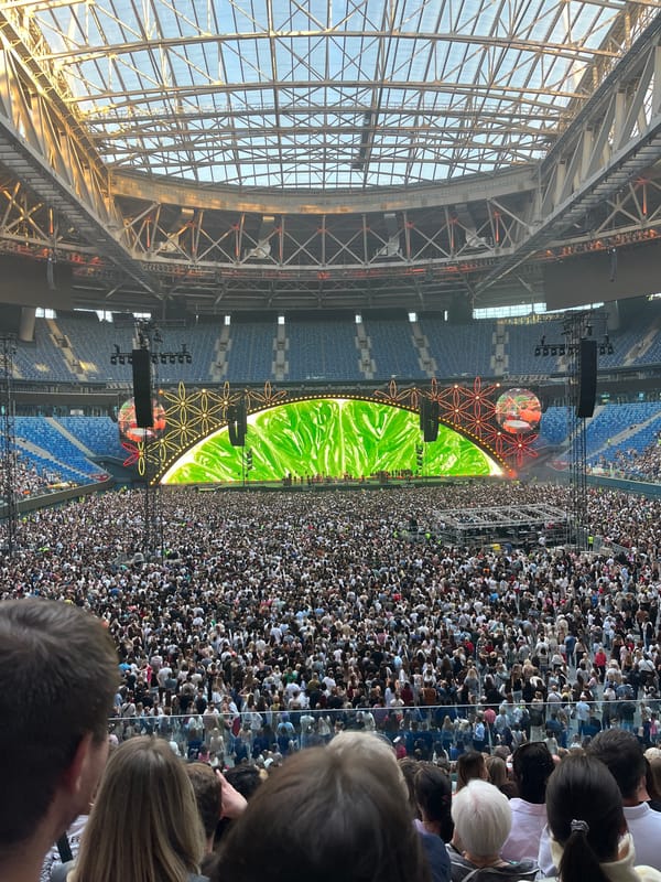 Packed stadium concert at Gazprom Arena, Saint Petersburg