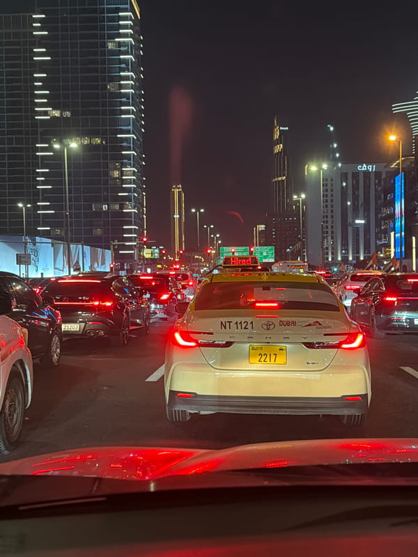 Heavy traffic observed on Dubai roads near City Walk