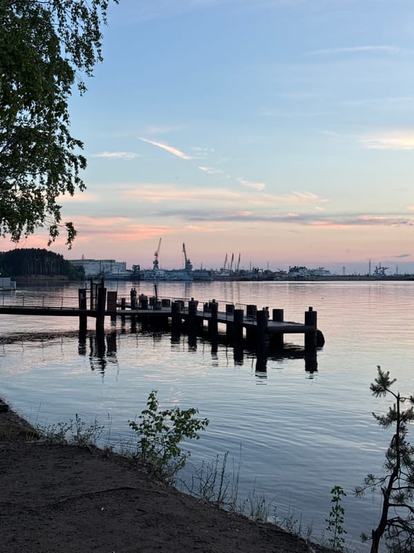 Sunset evening documented along Kama River in Chaikovsky, Russia