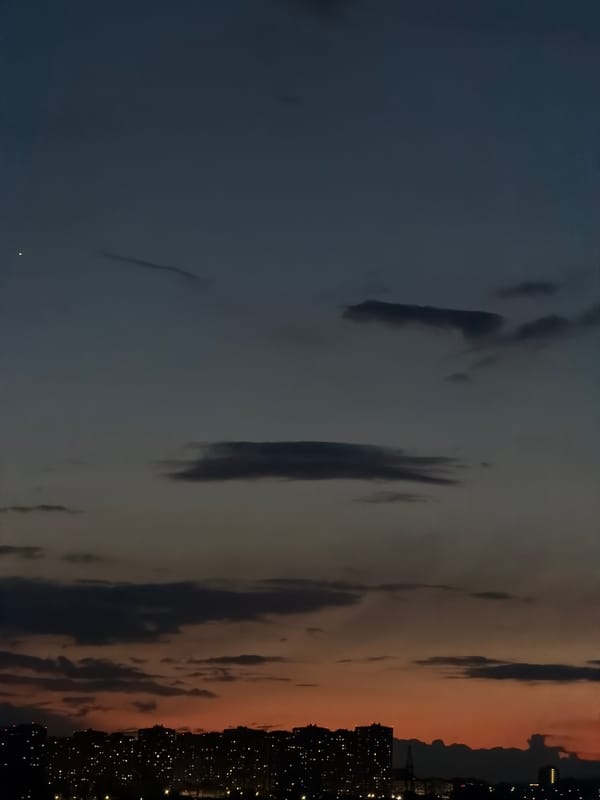 Twilight skyline photographed in Olginskaya, Russia