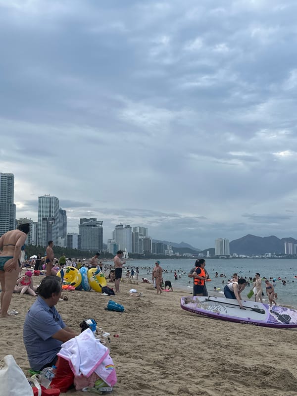 Families enjoy beach day activities in Nha Trang, Vietnam