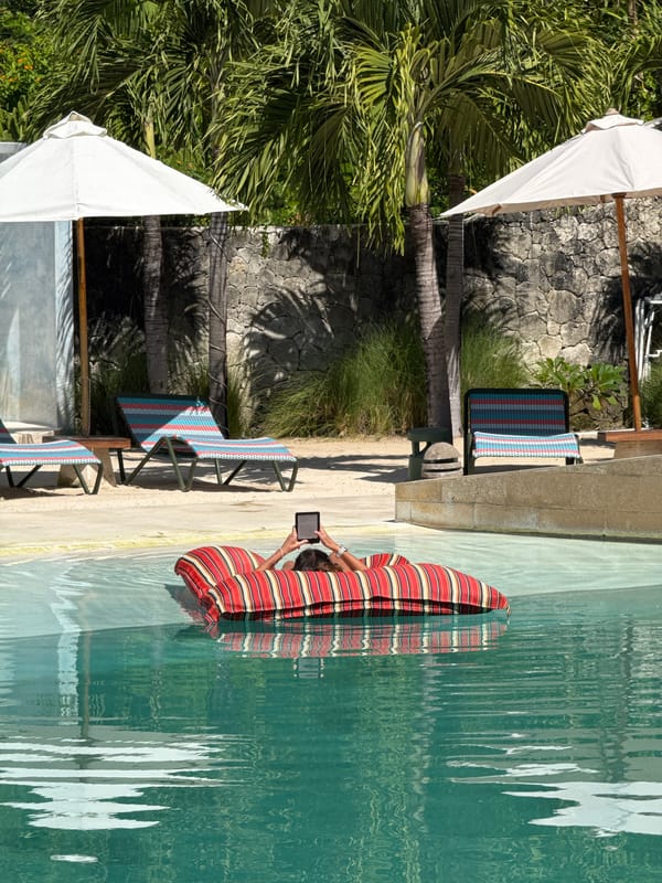 Morning pool relaxation captured at Nusa Penida resort