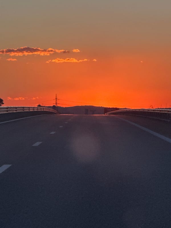Curved road with railing near Herakovo, Bulgaria