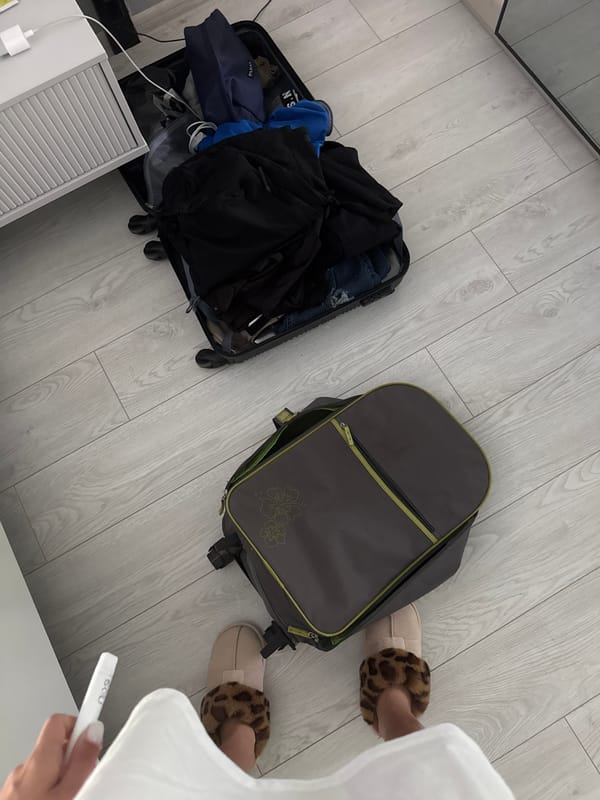 Young woman documents morning travel preparations in Sofia bedroom