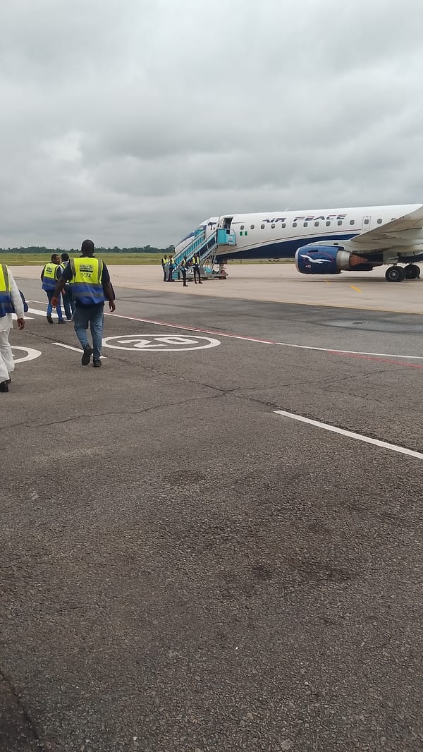 Air Peace aircraft parks at Orerokpe airport tarmac