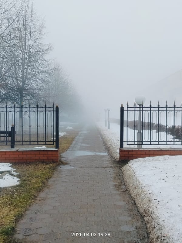 Dense fog and rain blanket Chaikovsky, Russia streets
