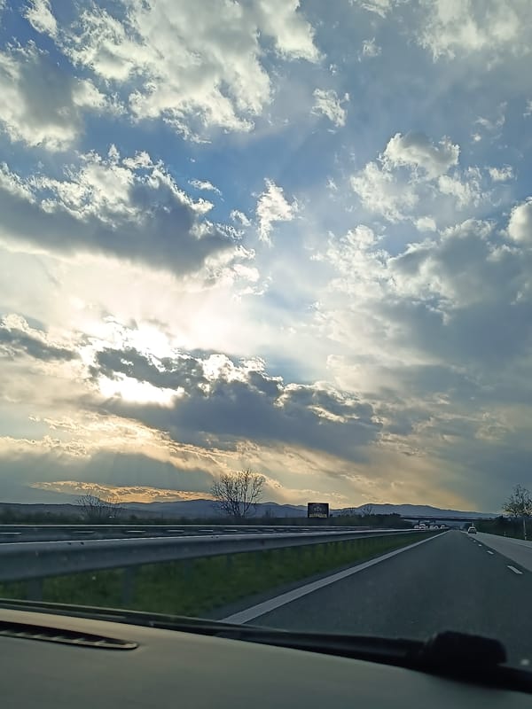 Vehicle travels highway near Shtarkovo, Bulgaria