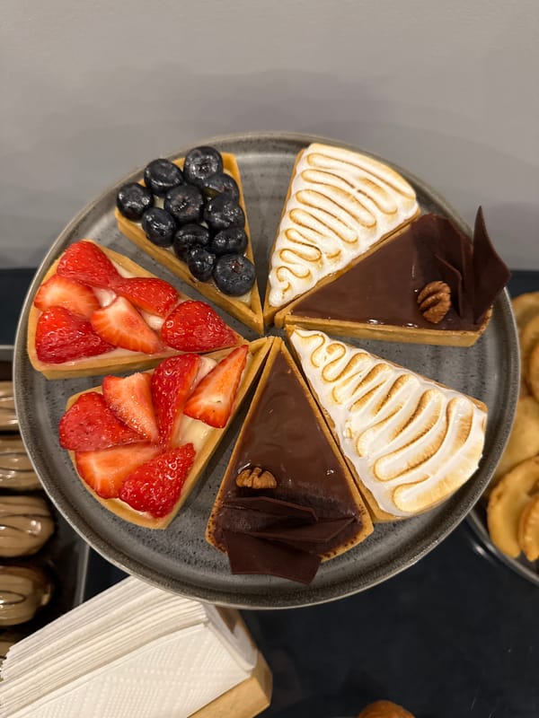 Assorted dessert tarts photographed in Perm, Russia