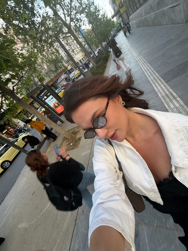 Woman takes selfies on Athens street