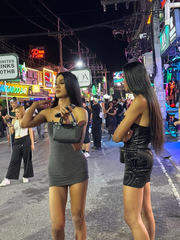 Evening tourist activity documented in Patong Beach, Thailand