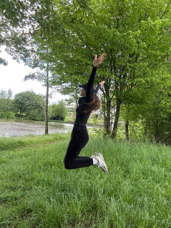 Woman exercises in field, strawberries spotted in Flein
