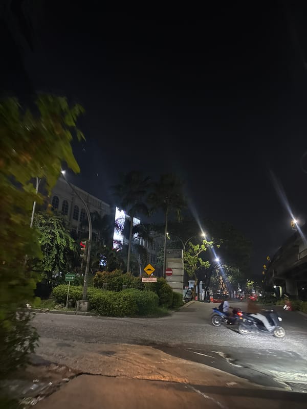 Nighttime industrial vehicles documented in Tangerang streets