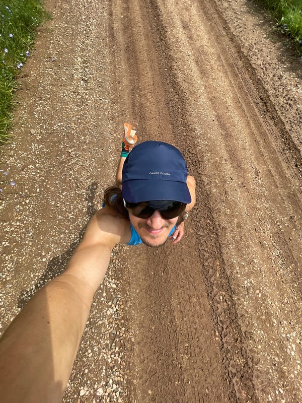Morning trail run through rural Russia, wildflowers and dirt paths