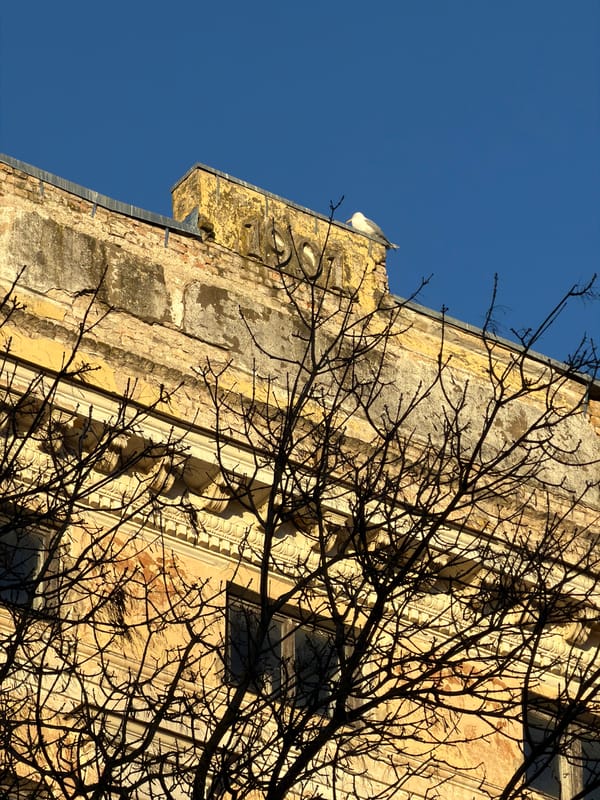 Weathered building facade photographed in Riga, Latvia