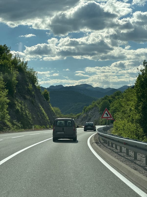 Traffic observed on two-lane road in Gornja Brova, Montenegro