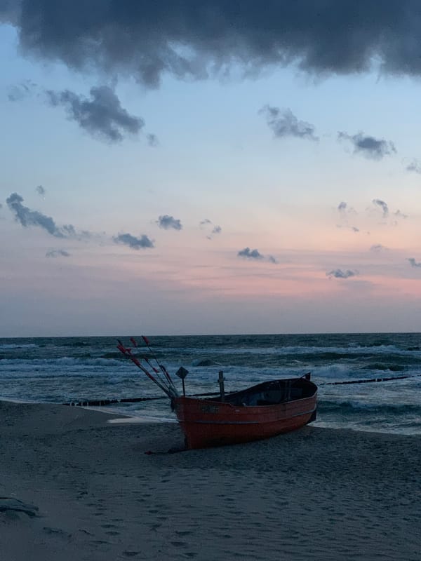 Rewal beach at dusk, pastel sky over the Polish coast