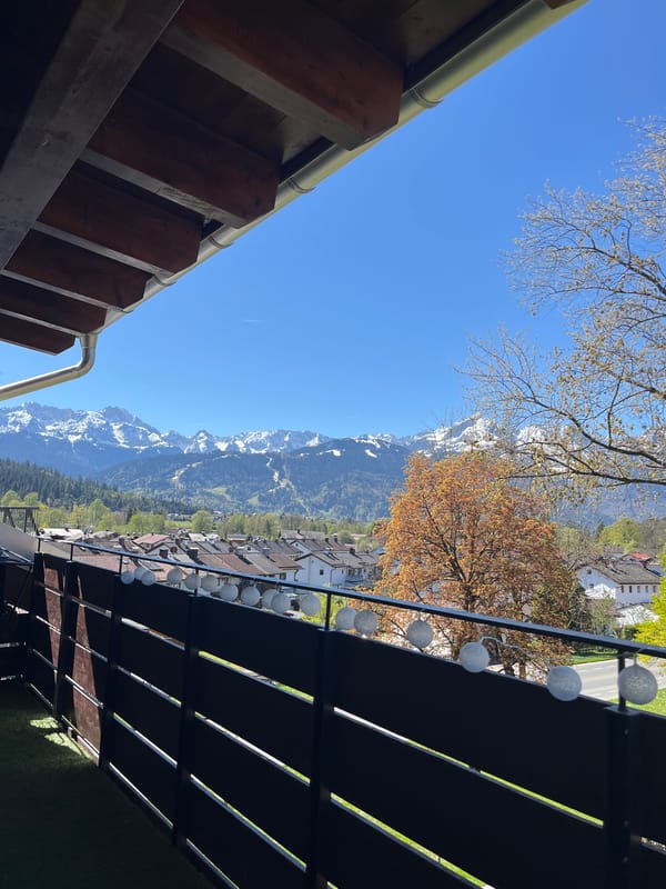 Alpine vista observed from terrace in Garmisch-Partenkirchen