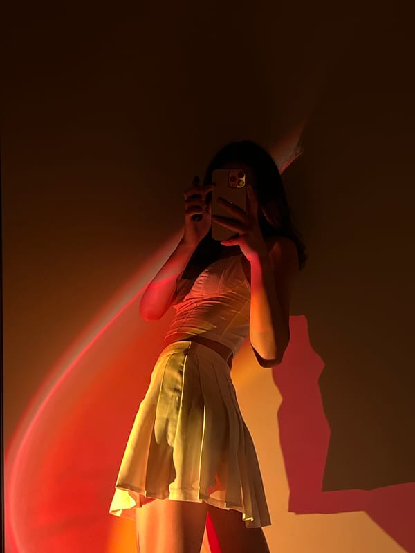 Late-night personal photo session under red light in Ternopil