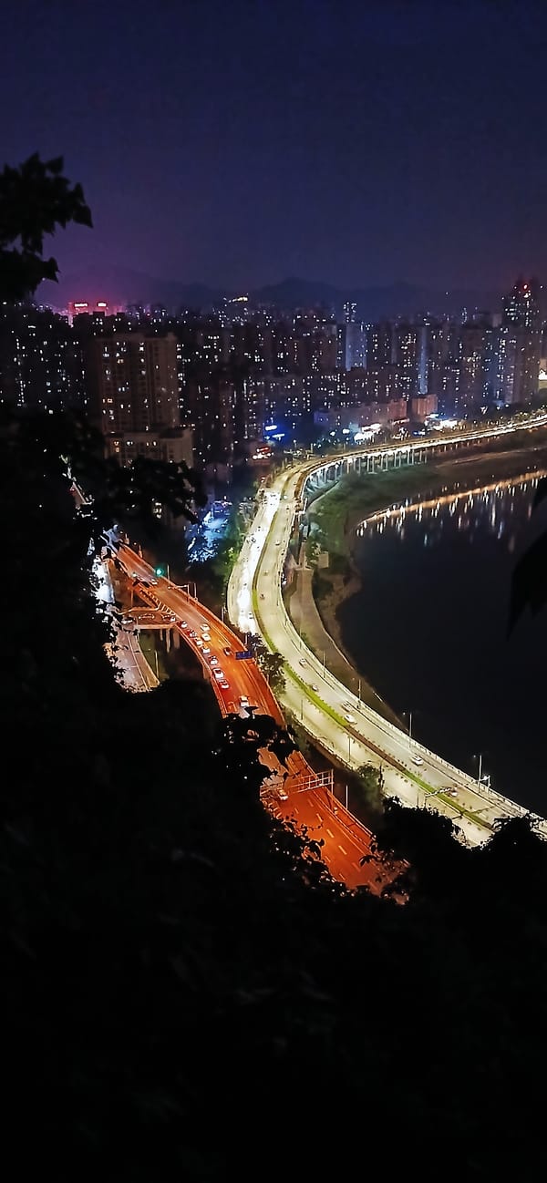 Nighttime urban views captured in Chongqing's Shapingba District