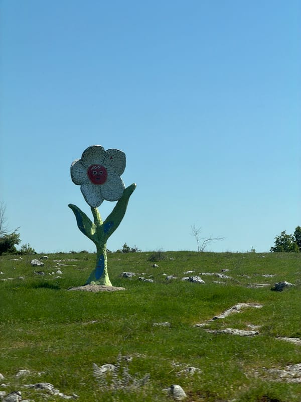 Mosaic flower sculpture observed in Karlukovo, Bulgaria