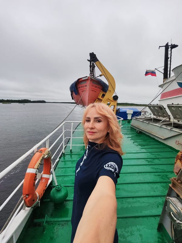 Aboard a Russian river vessel on a grey July afternoon