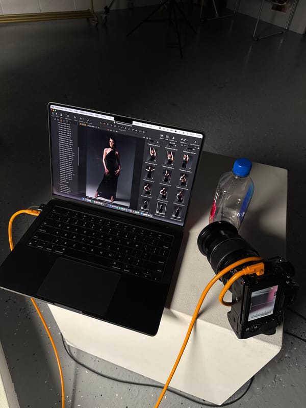Photography session and digital editing workspace documented in Northampton Township