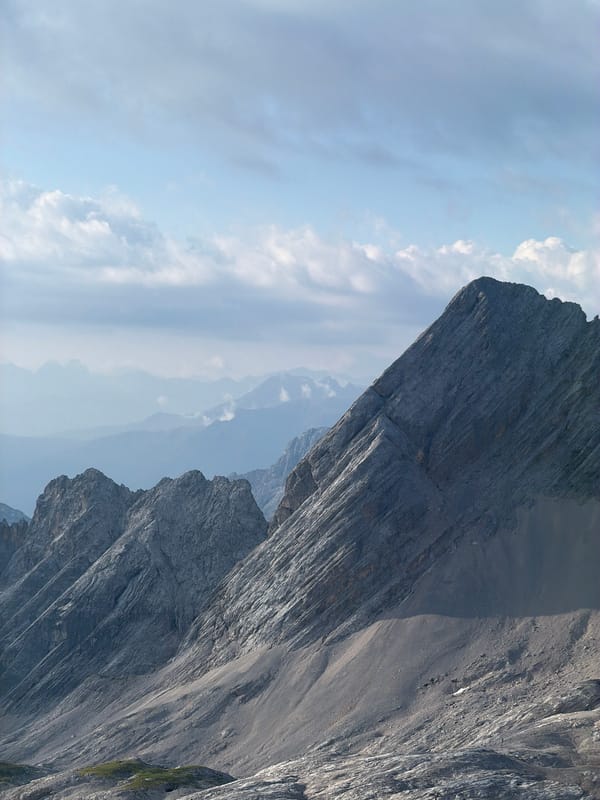 Rocky slopes and construction terrain near the Zugspitze summit