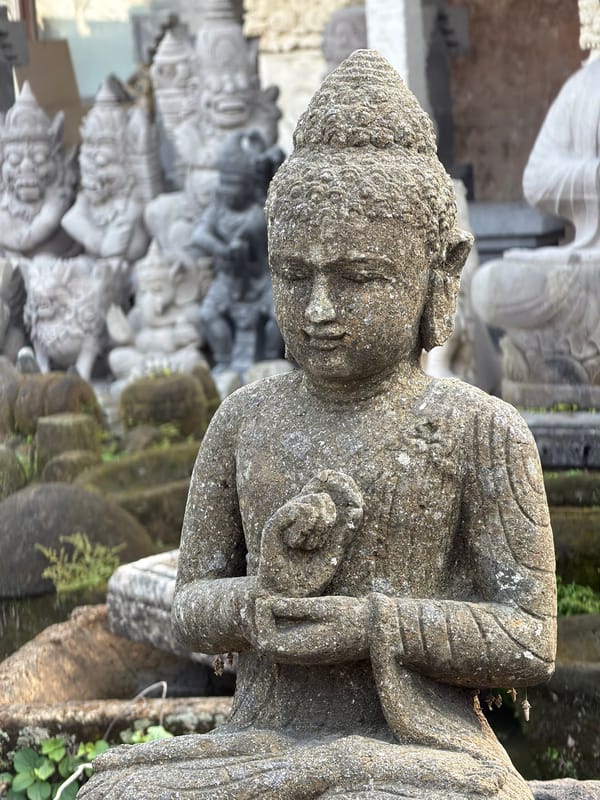 Stone statues, kites, and street life in Ubud