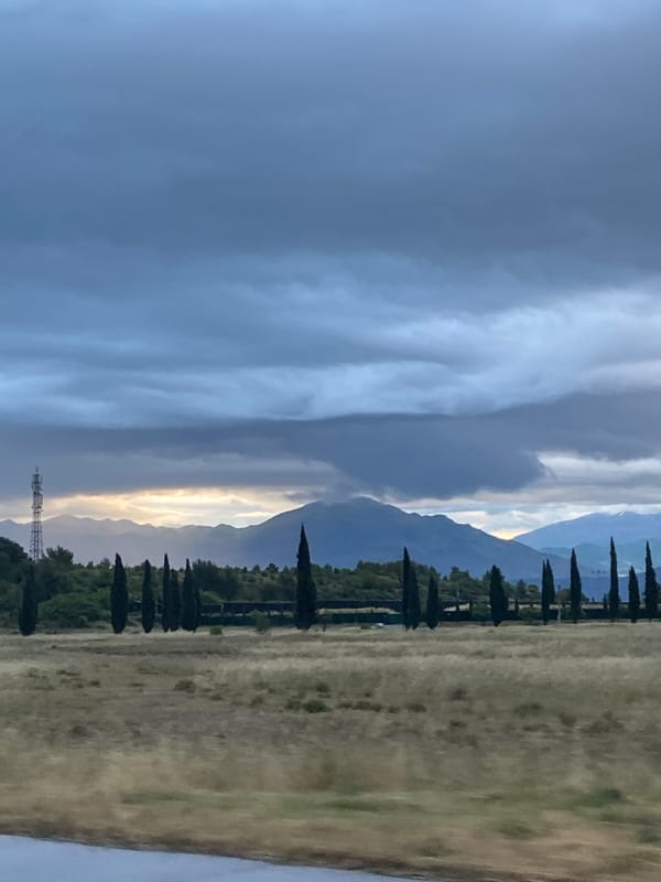 Dark clouds gather over Montenegro mountains suggesting rain