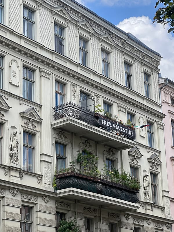 Ornate white brick apartment facade in Berlin