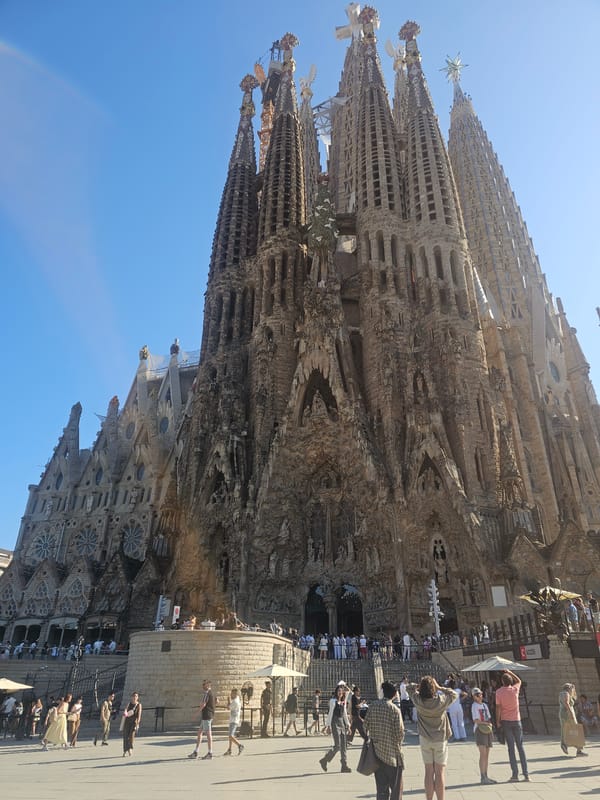 Sagrada Família on a busy sunny afternoon in Barcelona