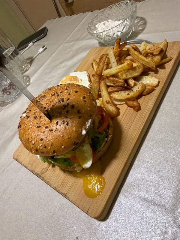 Evening meal captured on cutting board in Varna