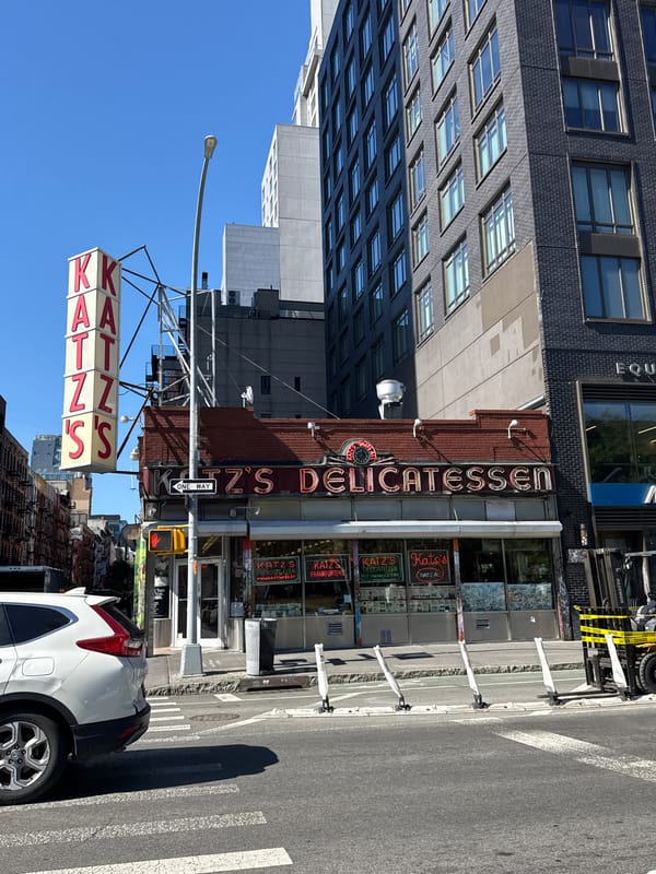 Busy lunch hour at iconic Katz's Delicatessen NYC