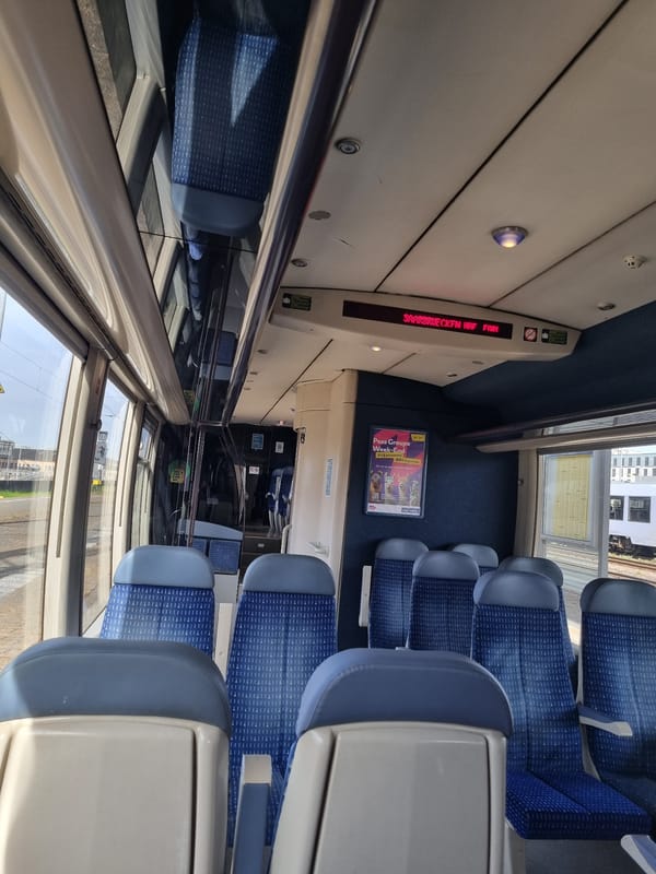 Train interior photographed in Saarbrücken, Germany
