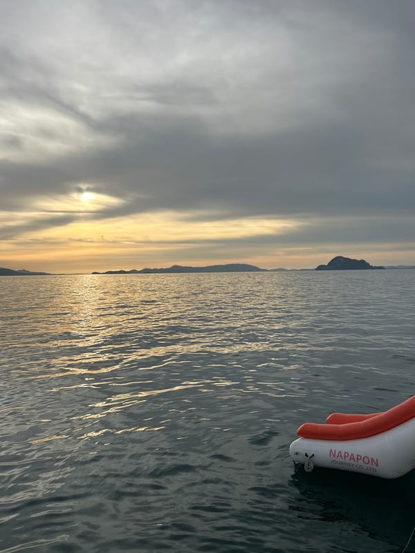 Sunset boat day off Phru Nai with swimming and island views