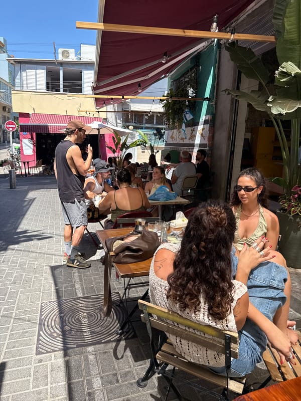Morning market browsing and cafe scenes in Tel Aviv