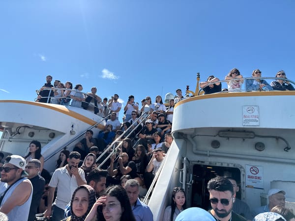 Crowded ferry spotted in Istanbul with packed passengers