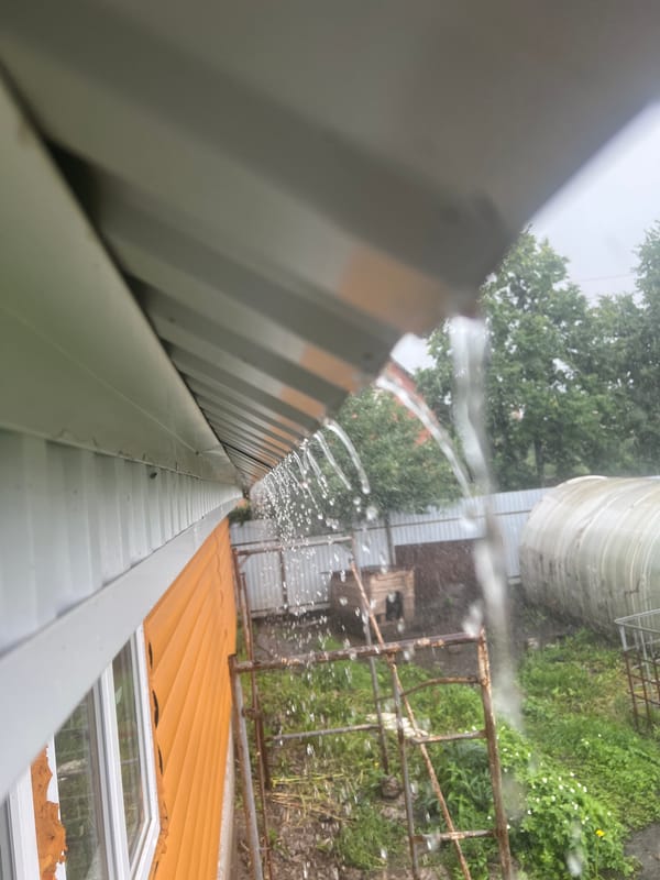 Rainy afternoon at a home in Neftekamsk, fireplace under construction
